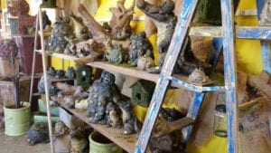 Frog and alligator statues for the garden